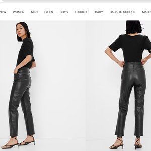 GAP Sky High Rise Faux-Leather Cheeky Straight Pants